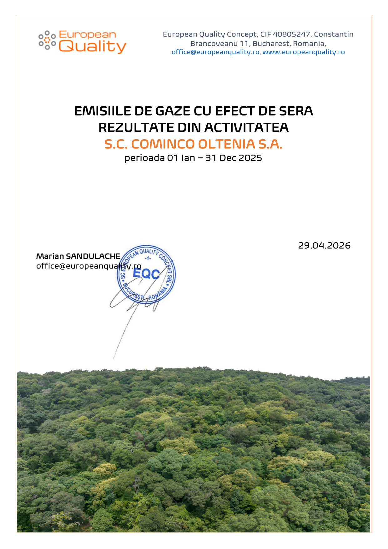 Raport Emisii GES 2025